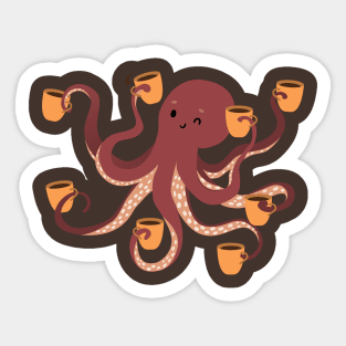 Coffee makes life better Octopus Sticker